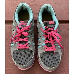 NIKE Dual Fusion ST2 Athletic Running Shoes Black Pink Lime Girls Youth US 4.5